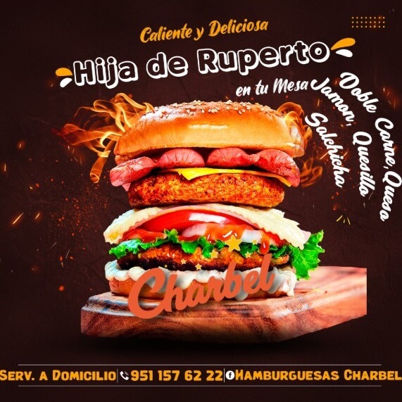 Hamburguesa Hija de Ruperto con doble carne, queso, jamón, quesillo y salchicha