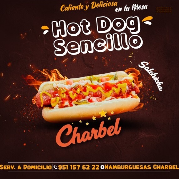 Hot Dog Sencillo con salchicha, tomate, cebolla y chile